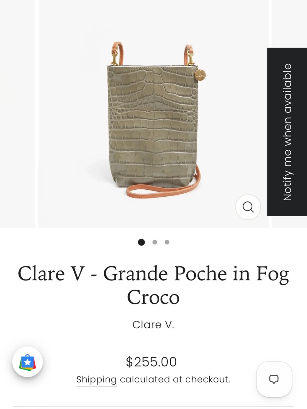 CLARE V Crossbody Poche in Fog Croco